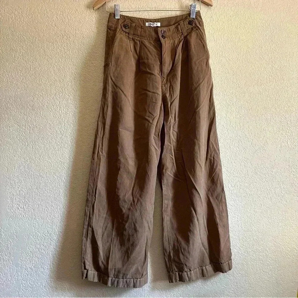 Madewell brown Harlow pants high rise loose leg fit size 2 - Picture 2 of 6